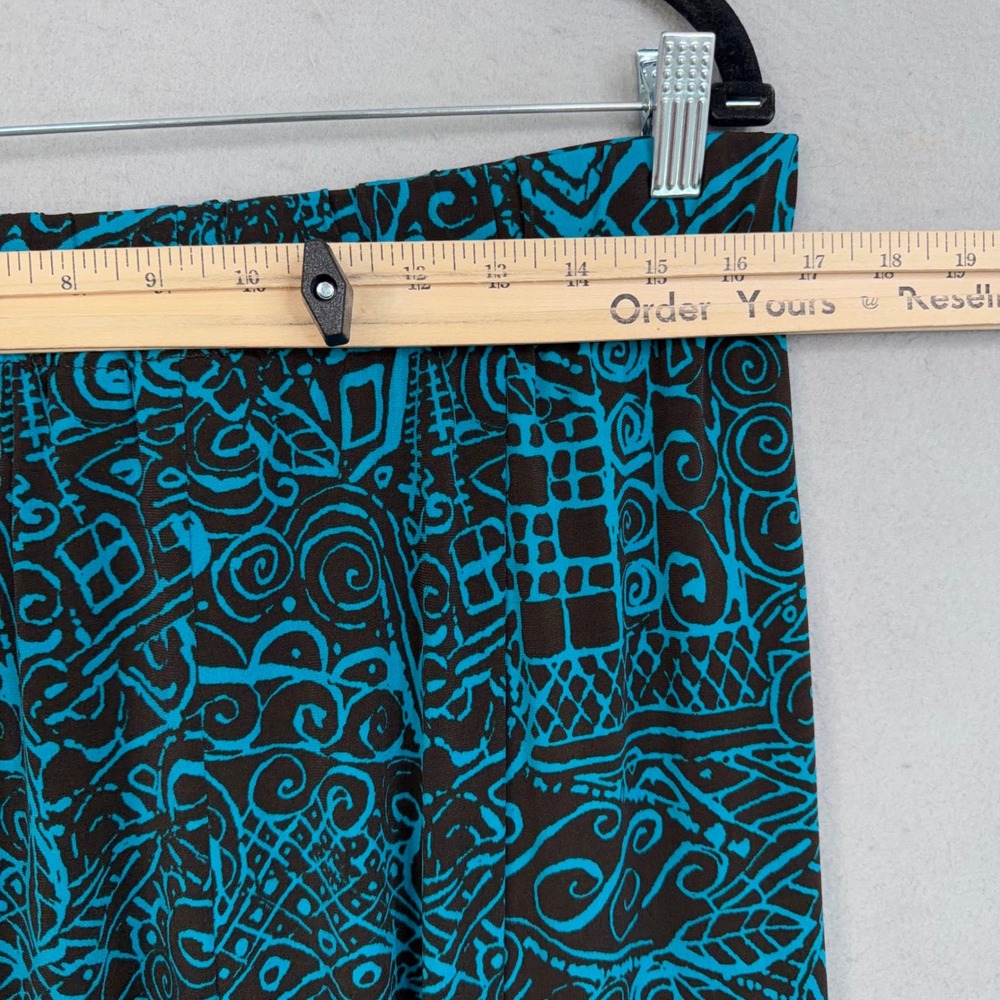 Chico's Skirt Set Womens 3 Teal Abstract Geometric 2 Piece Wrap Top Maxi Boho - Picture 6 of 13